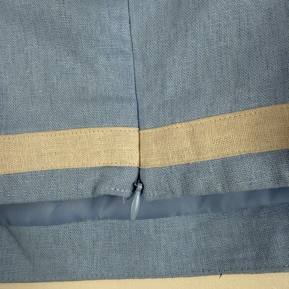 Avec Les Filles Linen‎ Blend Crop Top Blue Tank Sleeveless Size M Spring Summer - Picture 9 of 12